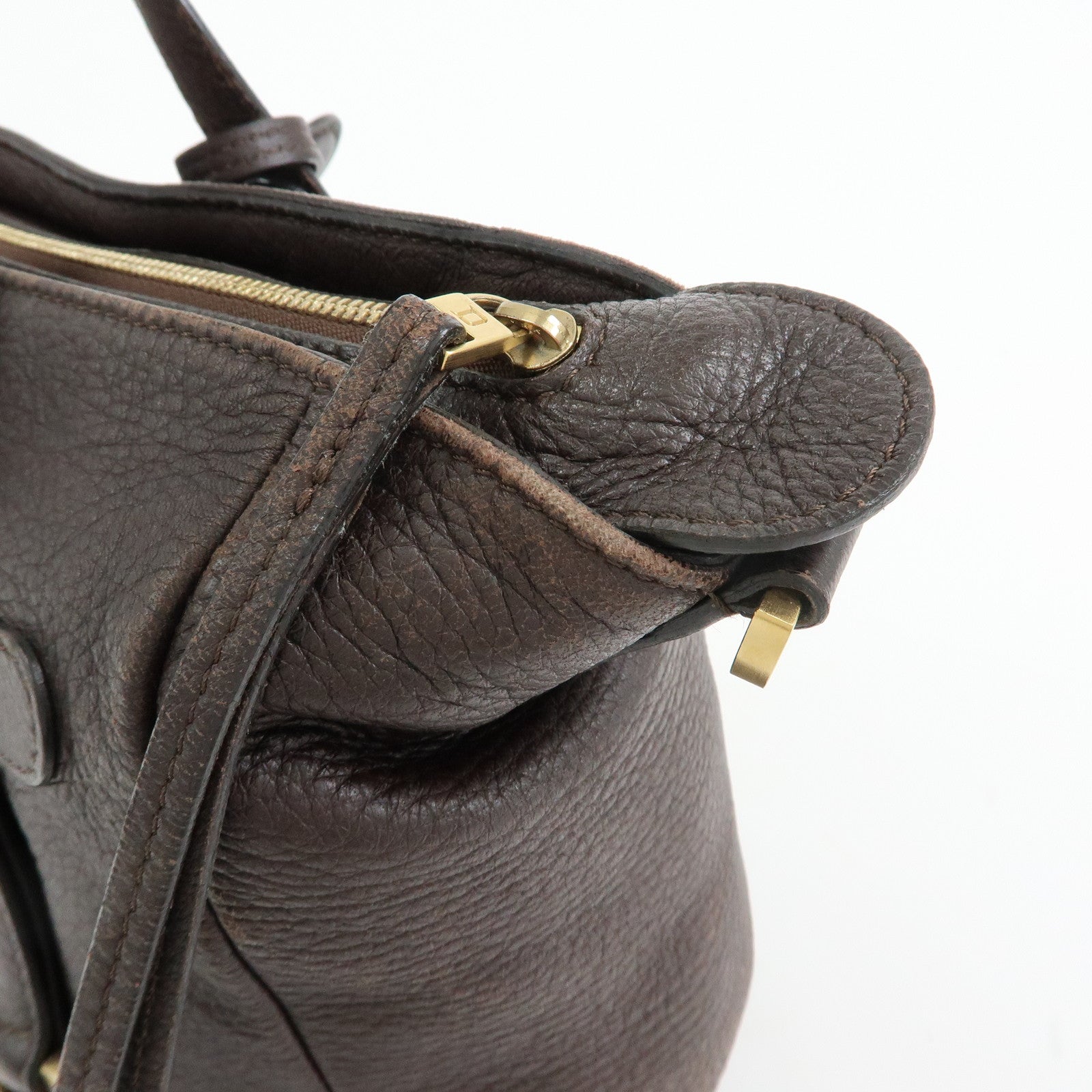 DELVAUX Leather 2Way Bag Hand Bag Shoulder Bag Brown