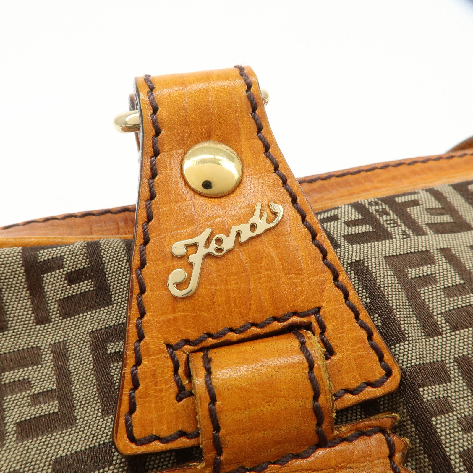 FENDI Zucchino Canvas Shoulder Bag Shoulder Bag Brown 8BN161