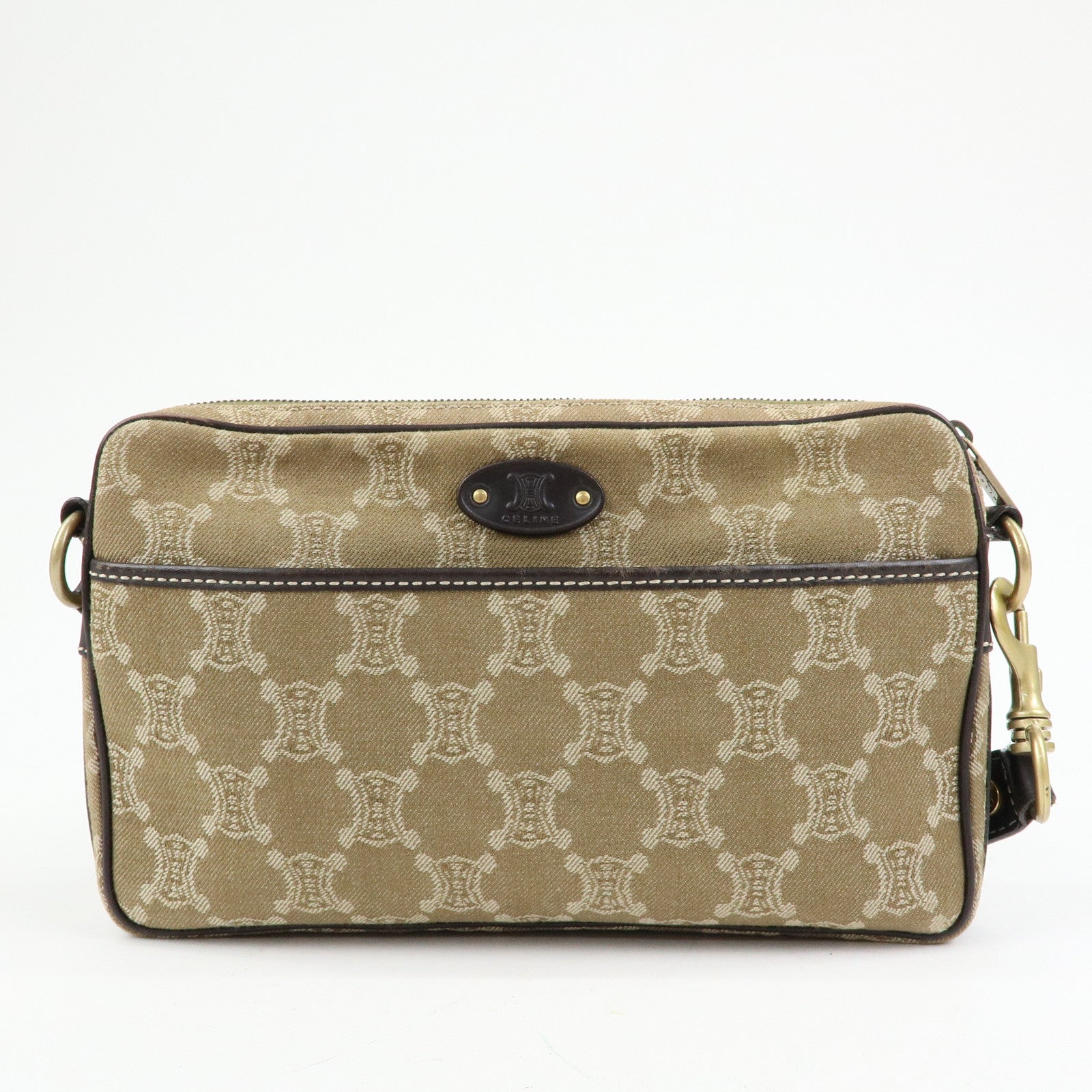 CELINE Macadam Canvas Leather Shoulder Bag Crossbody Bag Brown