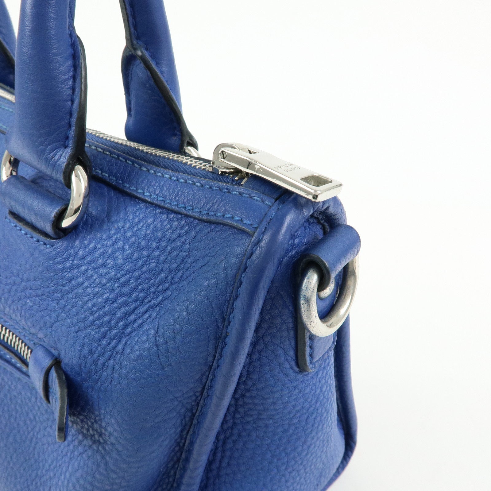 PRADA Leather 2Way Bag Hand Bag Shoulder Bag Blue BL0805