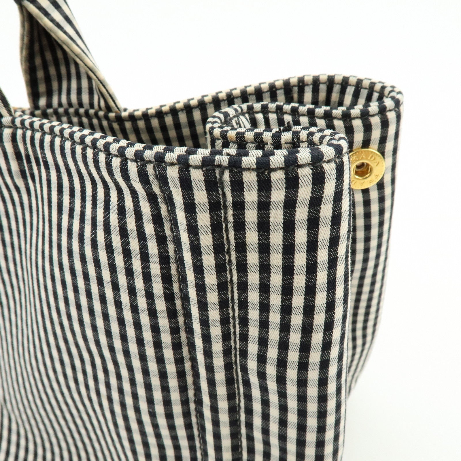 PRADA Canapa Canvas 2Way Bag Hand Bag Shoulder Bag Black Ivory