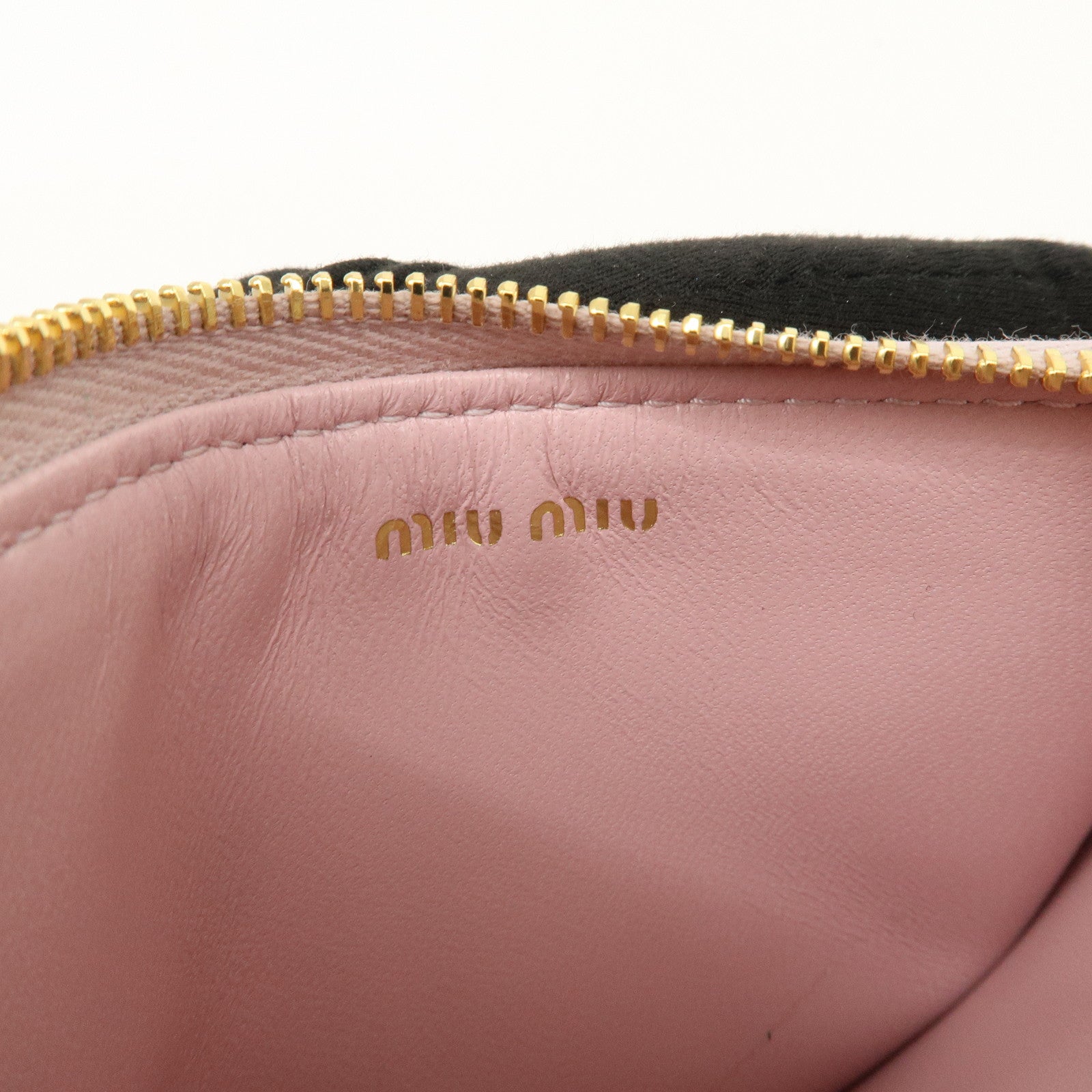MIU MIU Matelasse Leather Fragment Case Card Case Pink 5MB060