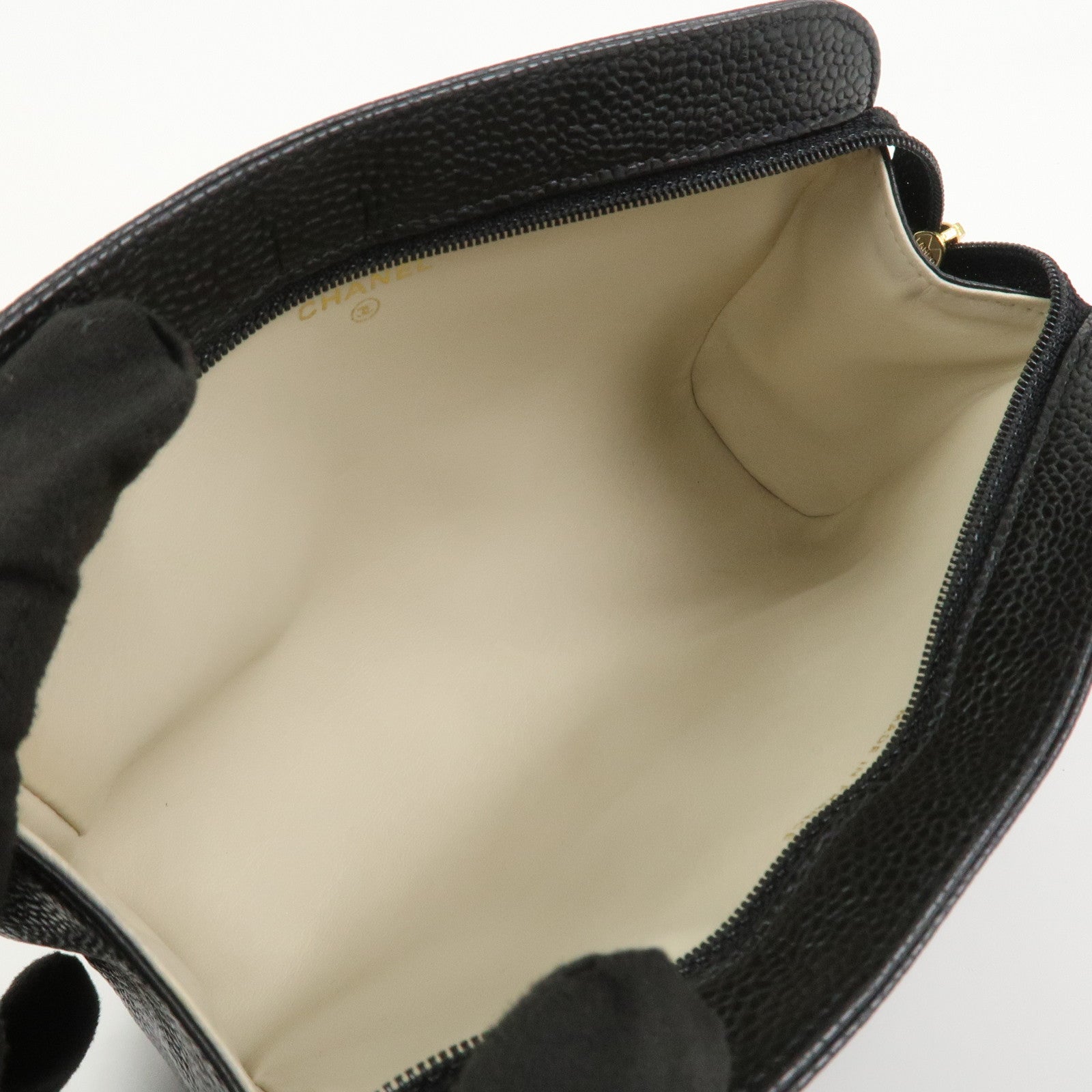 CHANEL COCO Mark Caviarskin Cosmetic Pouch Black