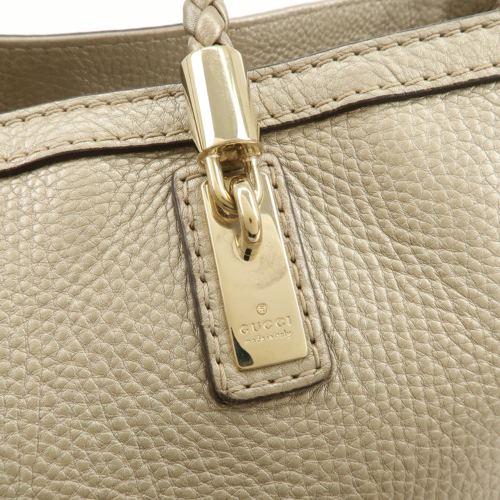 GUCCI Bamboo Leather Tote Bag Shoulder Bag Champagne Gold 269945