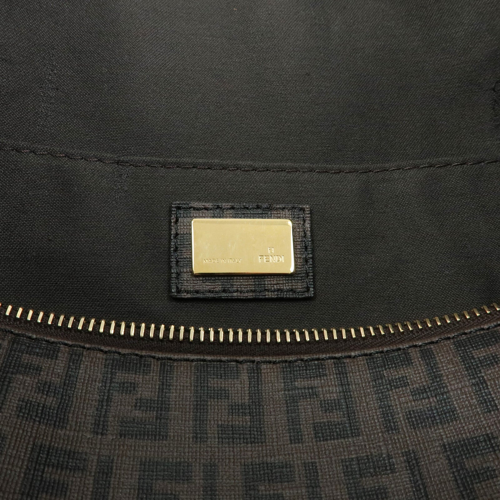 FENDI Zucchino PVC Boston Bag Hand Bag Brown 8BL099