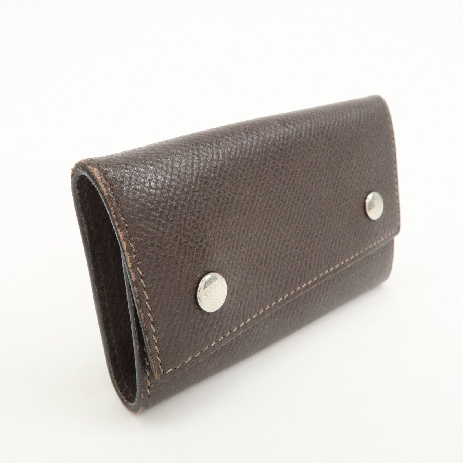 HERMES Etui Cles 4 Veau Epsom Leather L Stamped Key Case Dark Brown