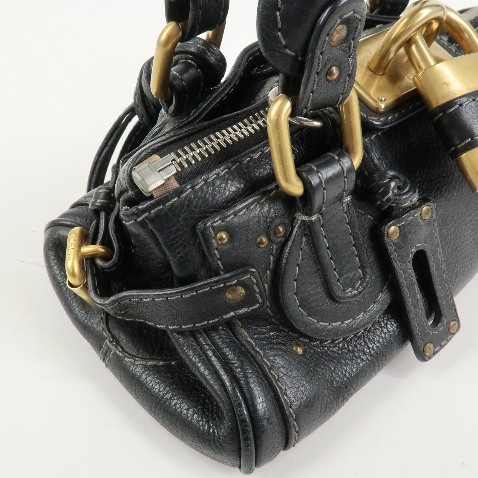 Chloe Paddington Leather Hand Bag Shoulder Bag Black