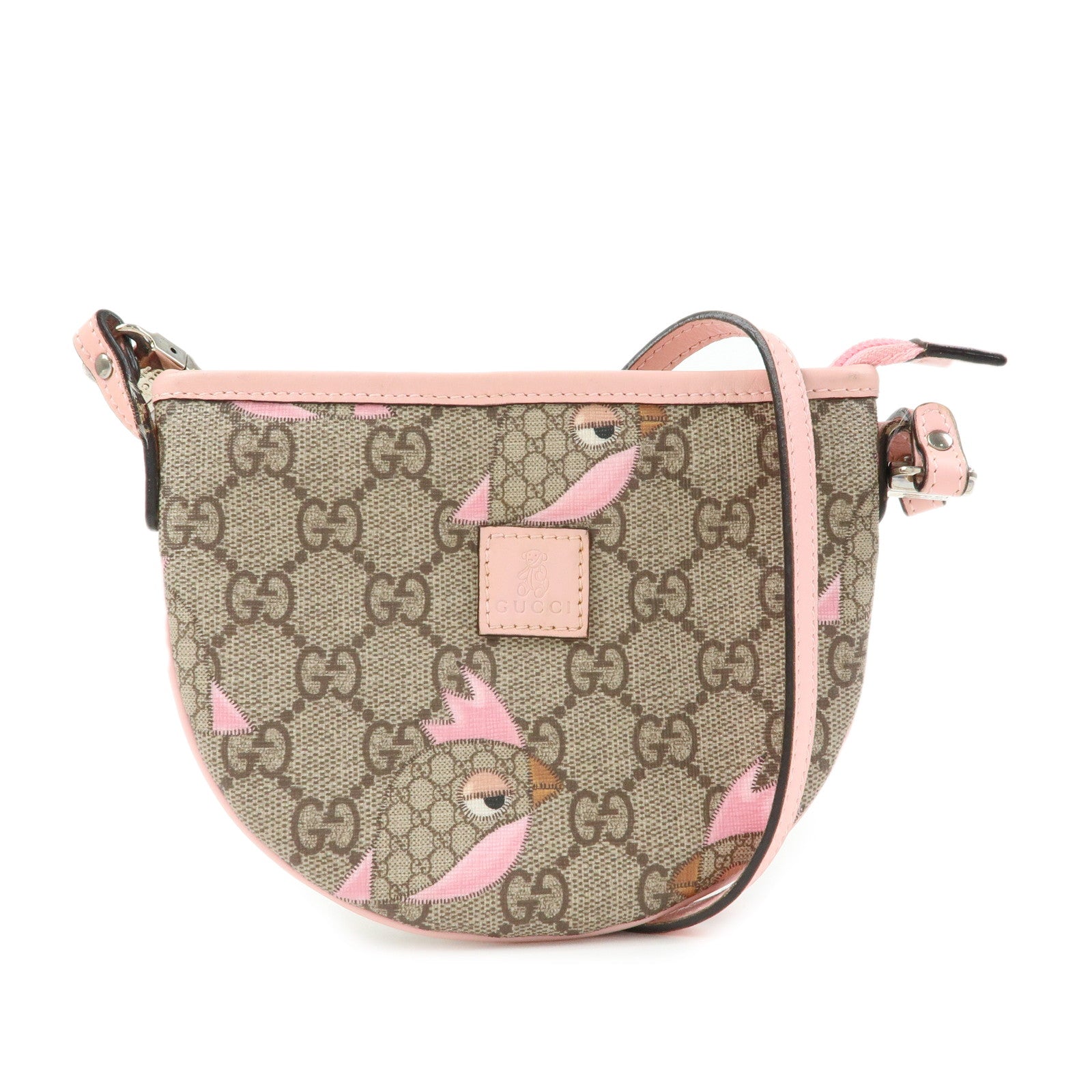 GUCCI Childrens GG Supreme Leather Shoulder Bag Beige Pink 297540