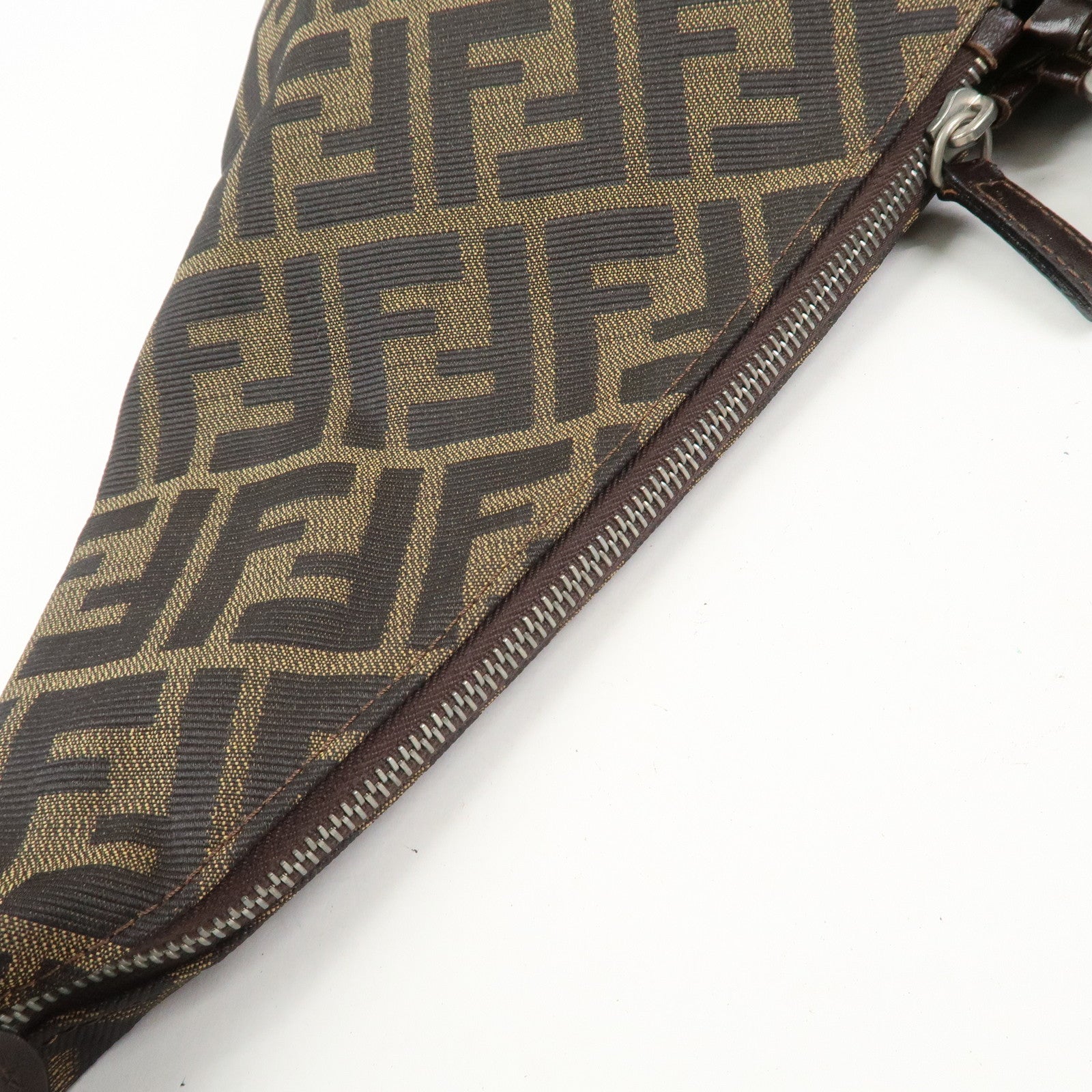 FENDI Zucca Canvas Leather Shoulder Bag Hand Bag Brown 83150870992