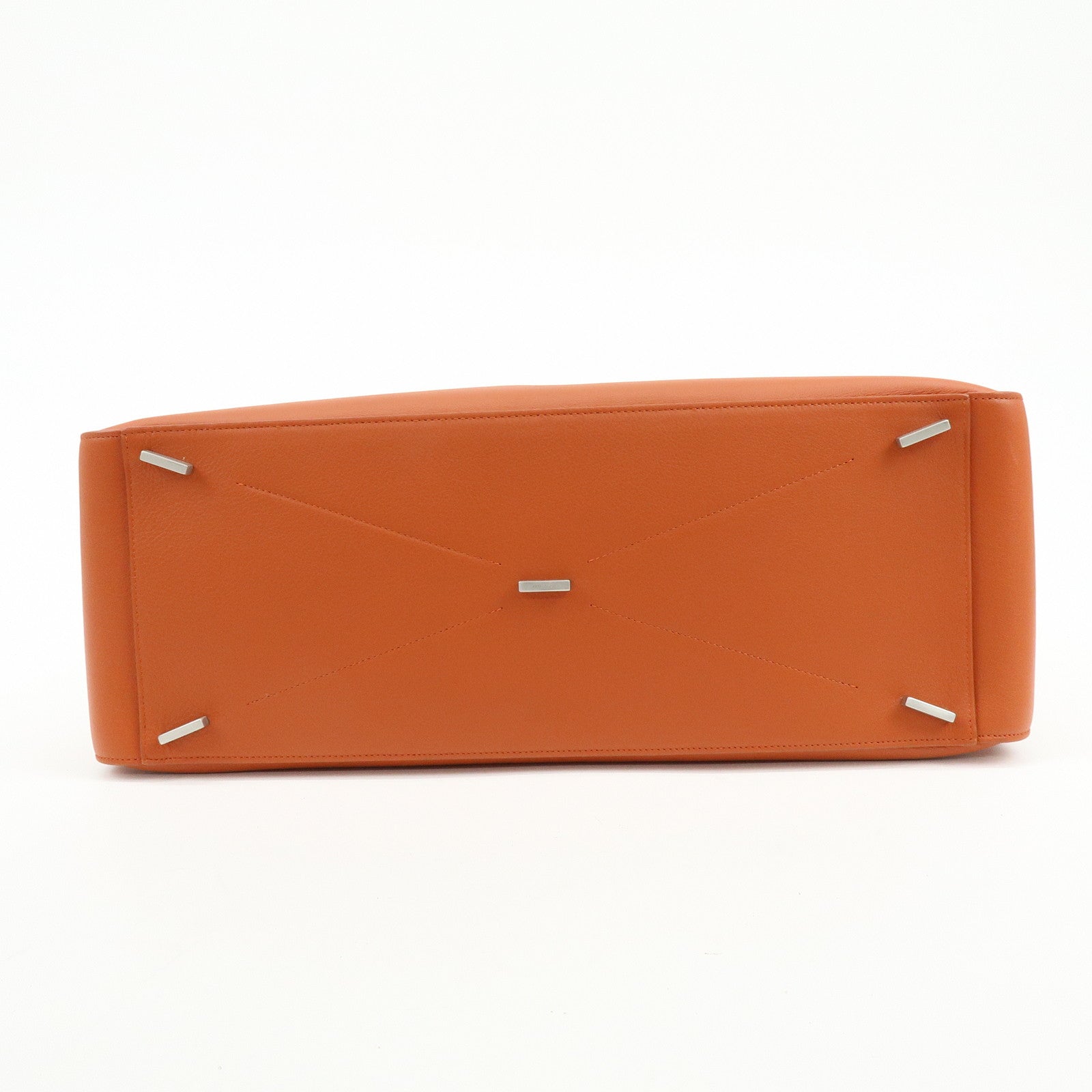 Ferragamo Logo Leather Tote Bag Hand Bag Orange