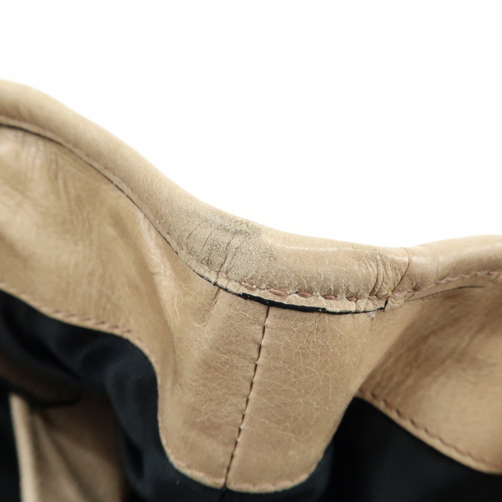 MIU MIU Leather 2Way Bag Hand Bag Shoulder Bag Beige RN0685