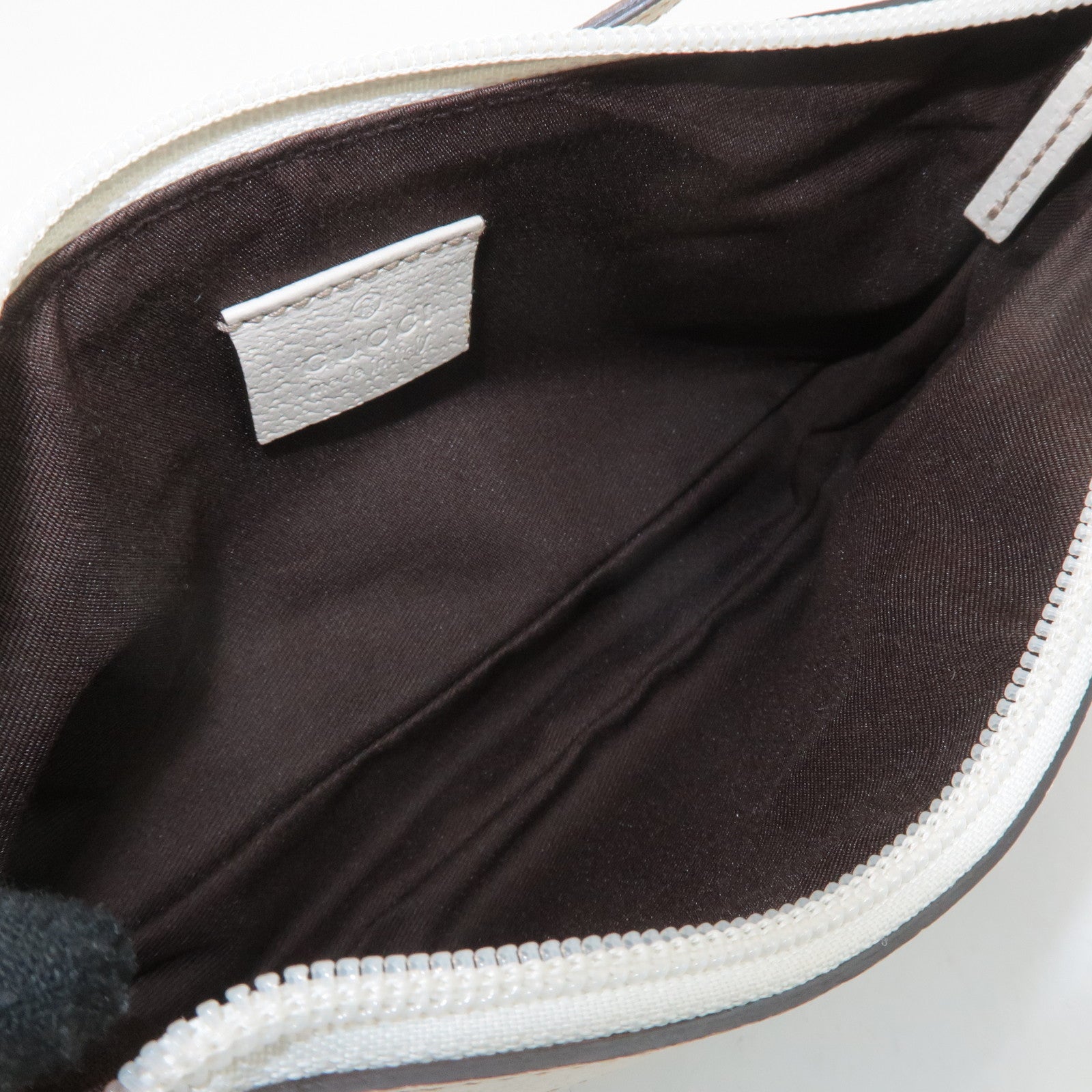 GUCCI GG Canvas Leather Accessory Pouch Hand Bag Beige Ivory 154432 Used