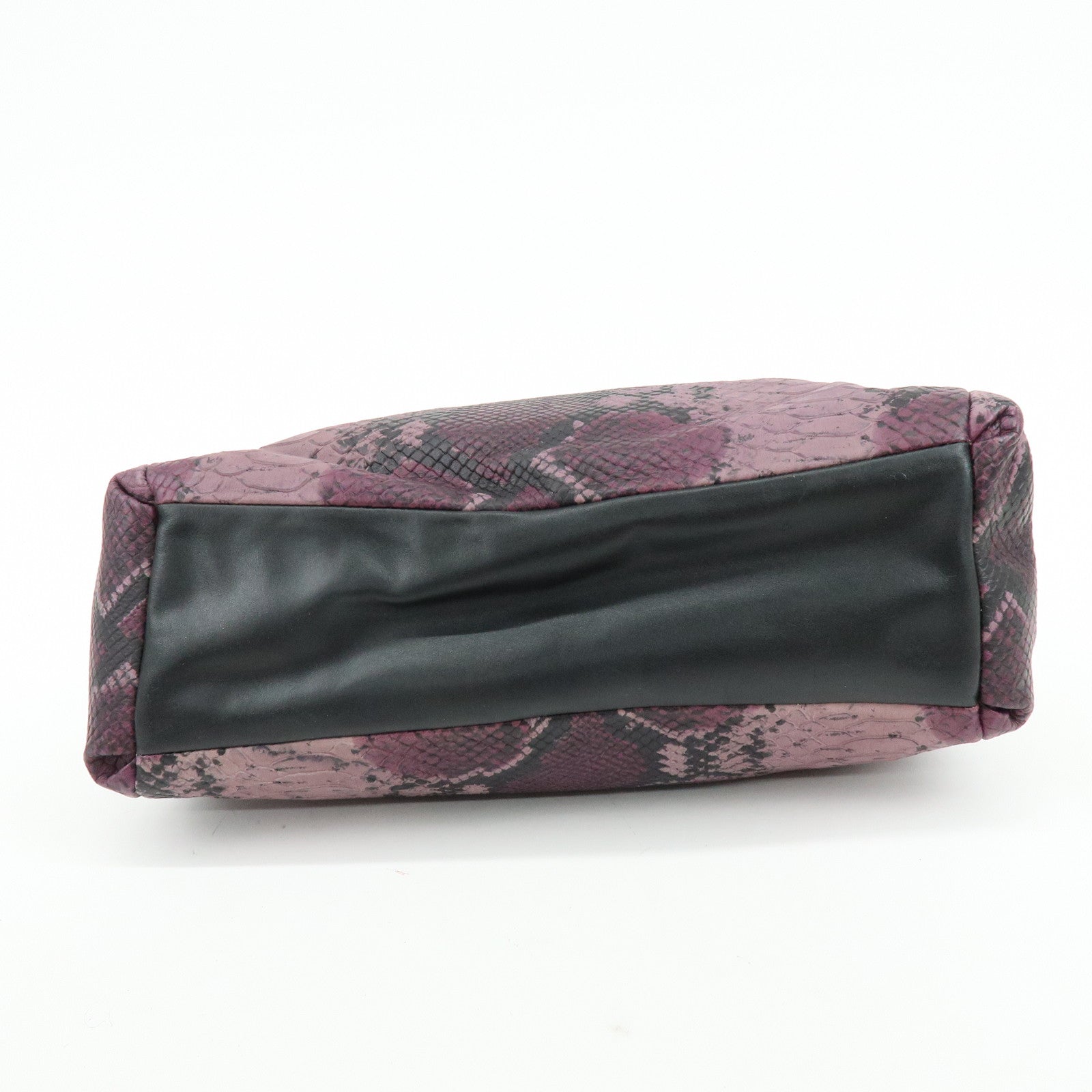 COACH Embossed Leather Python Print Shoulder Bag Purple Black