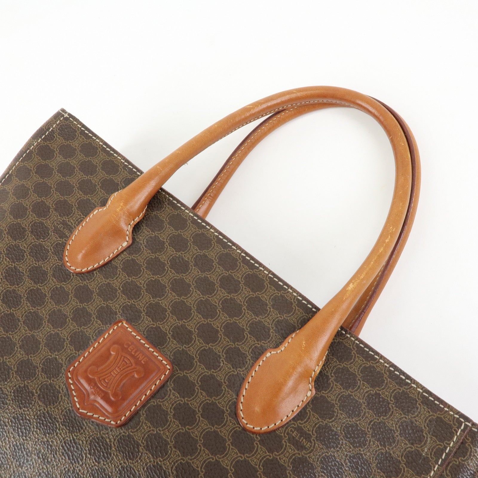 CELINE Macadam PVC Leather Tote Bag Hand Bag Brown
