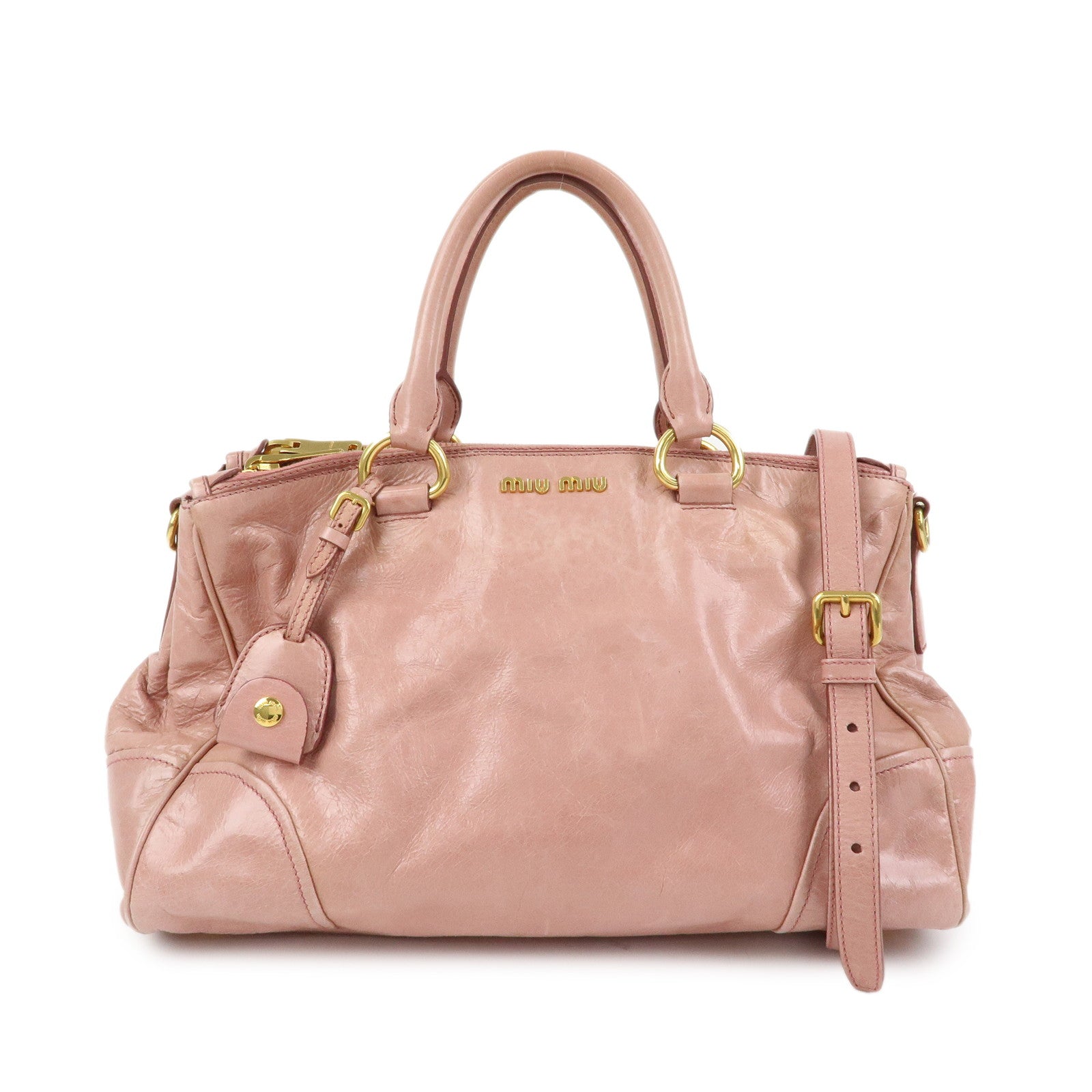 MIU MIU Vitello Shine Leather 2Way Bag Shoulder Bag Pink RN1091