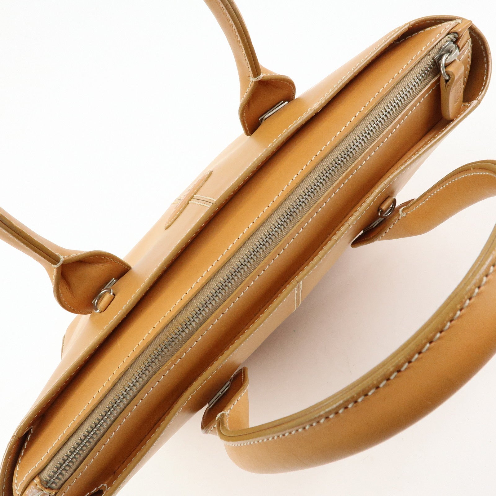 TOD'S Logo Leather 2Way Bag Tote Bag Shoulder Bag Camel