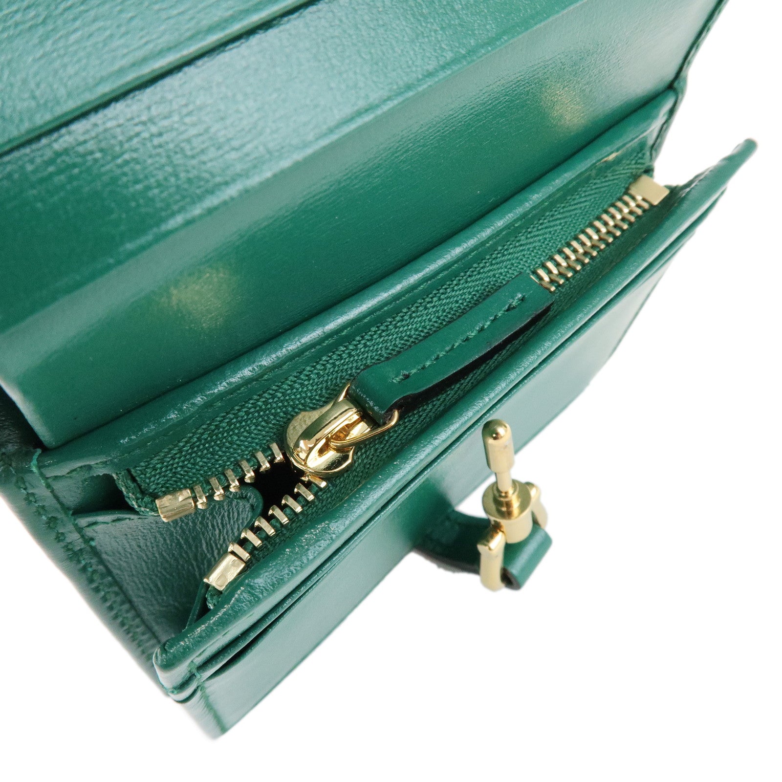 GUCCI Jackie 1961 Leather Bi-Fold Compact Wallet Green 645536