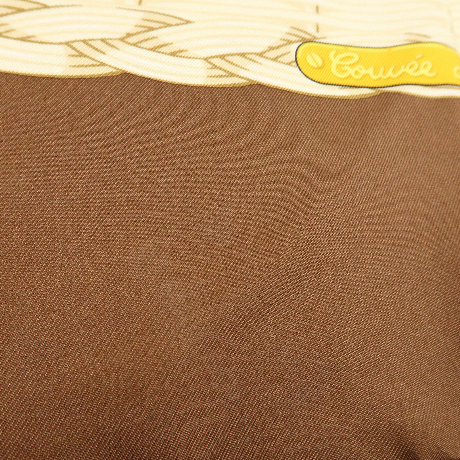 HERMES Carre 90 Silk 100% Scarf COUVEE D HERMES Brown Yellow