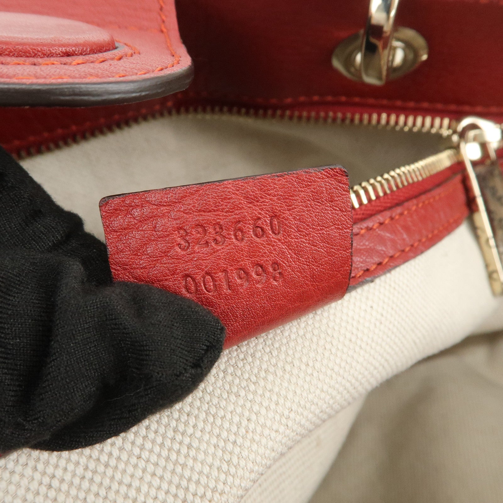 GUCCI Bamboo Shopper Medium 2Way Shoulder Hand Bag Red 323660