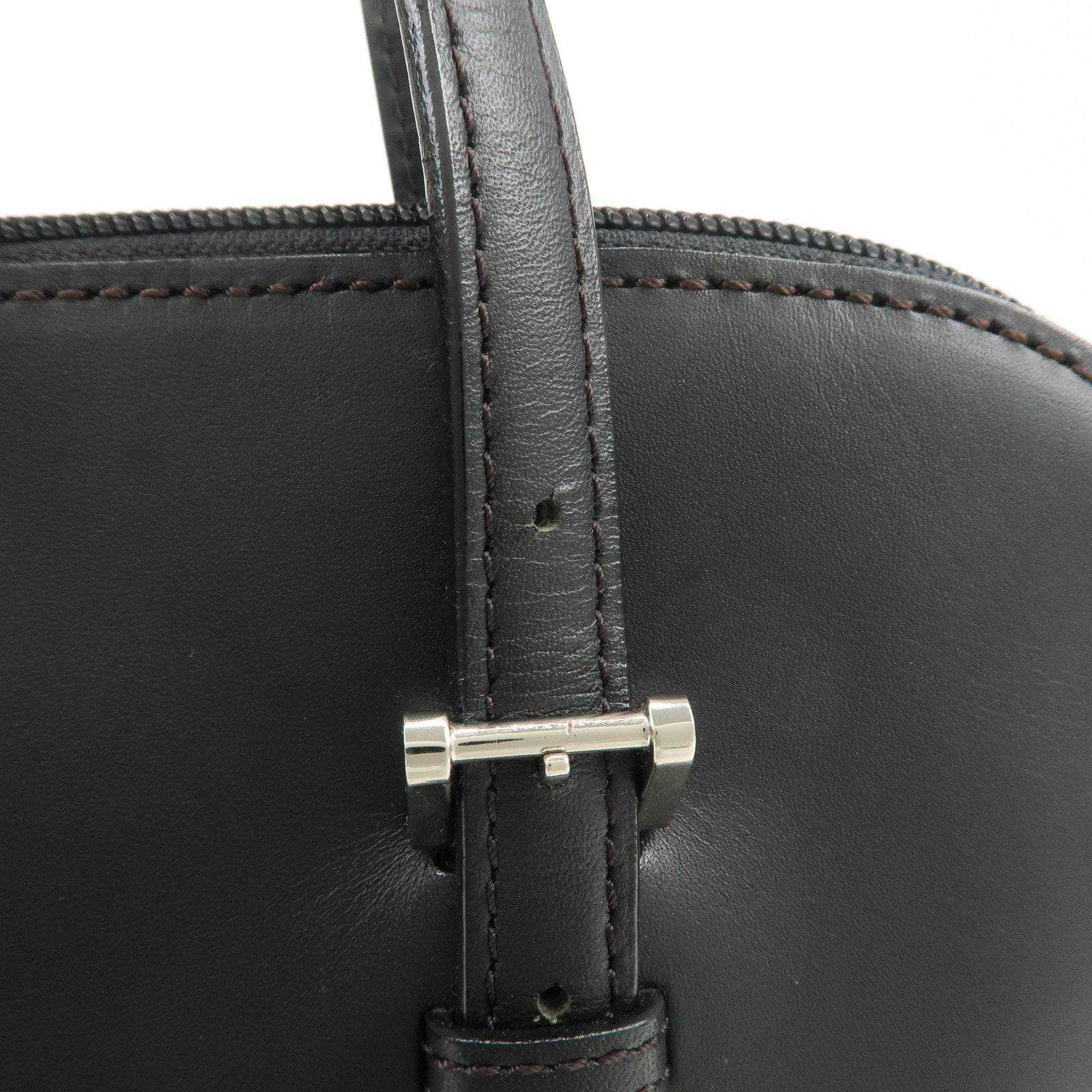 BURBERRY Logo Leather Hand Bag Black