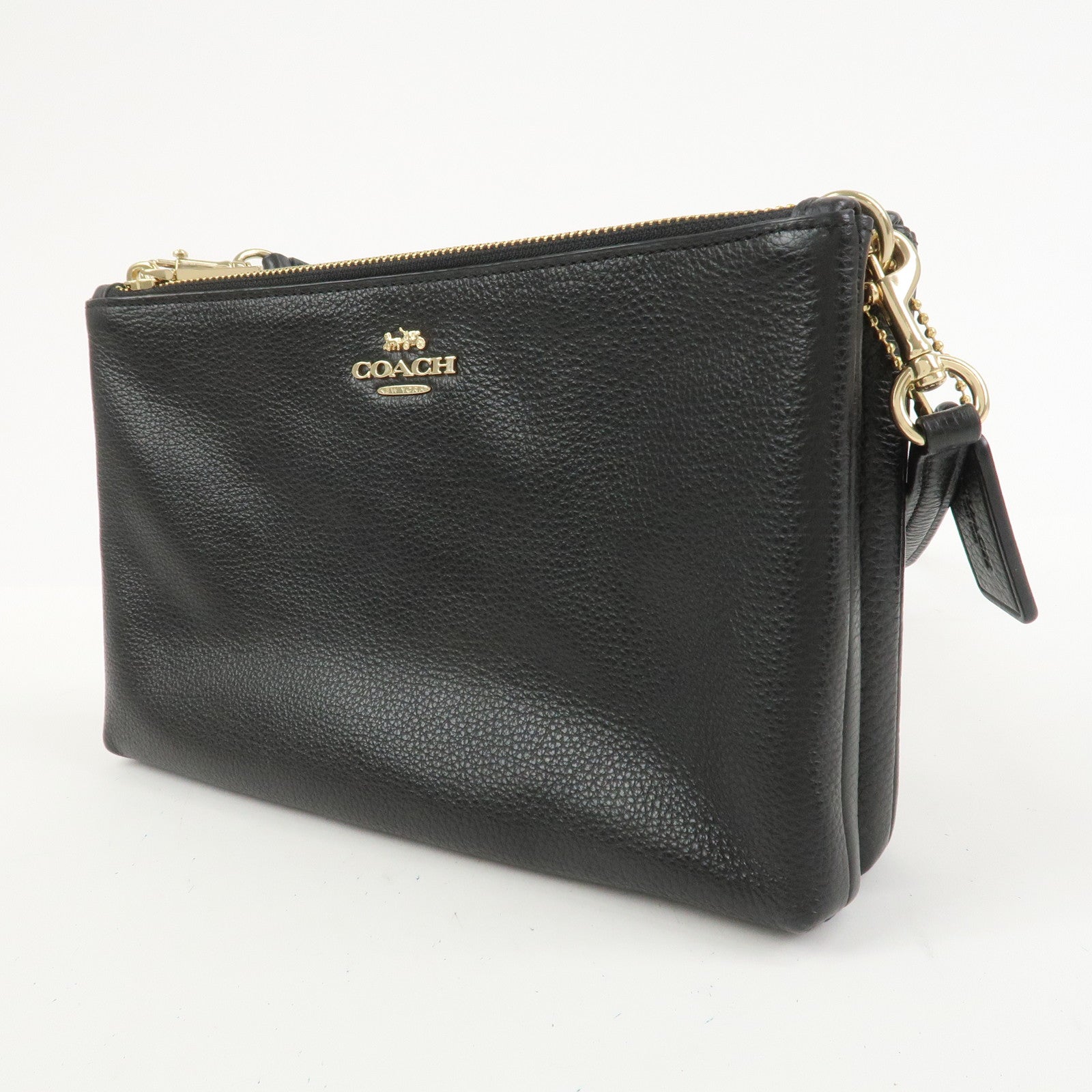 COACH Logo Leather Shoulder Bag Crossbody Bag Black