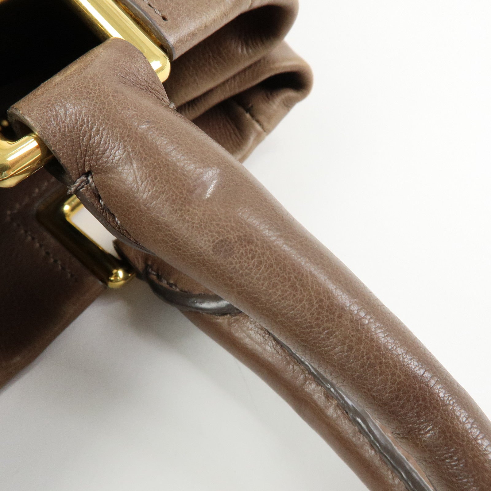 PRADA Calf Leather 2Way Bag Shoulder Bag Ribbon Brown BN2245