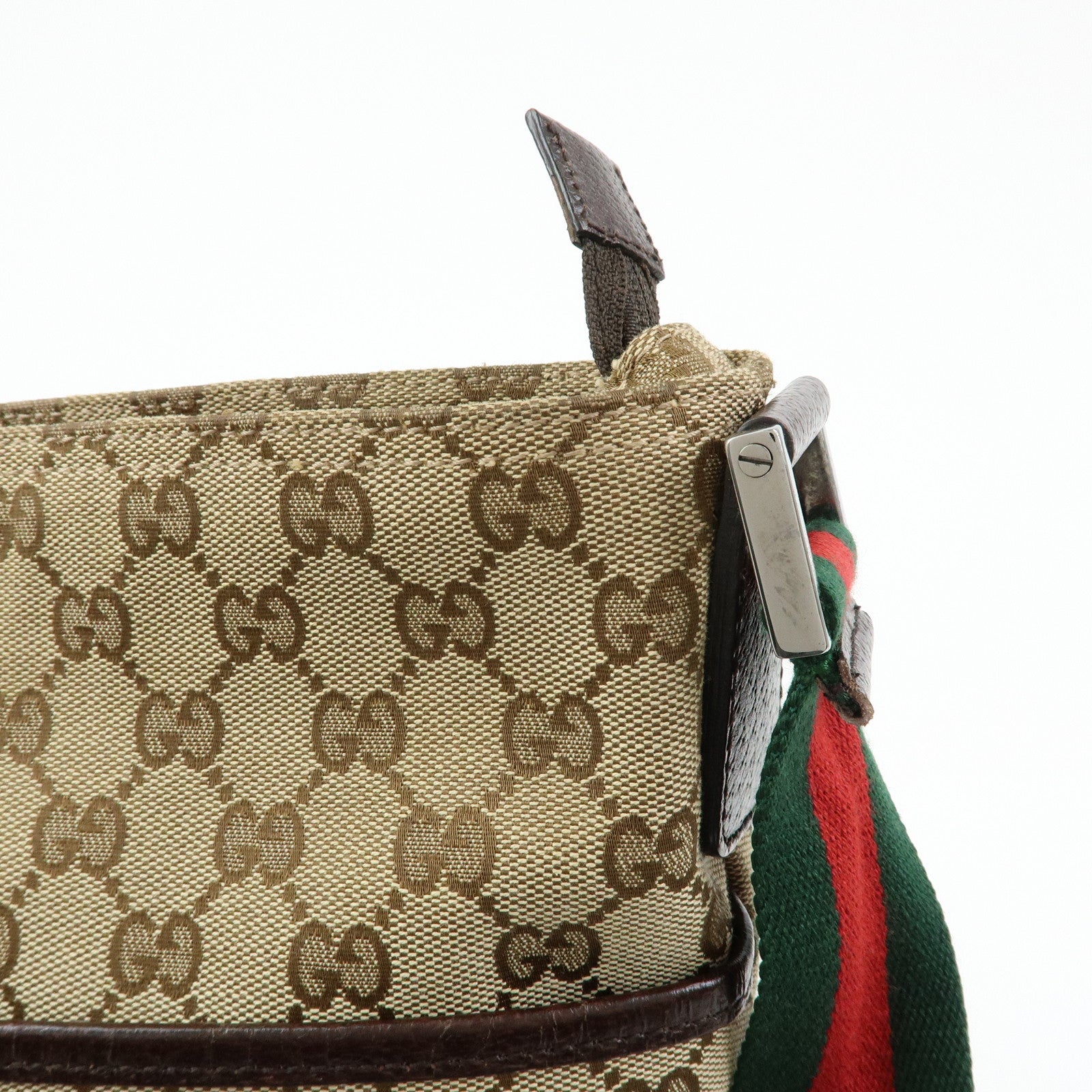 GUCCI Sherry GG Canvas Leather Shoulder Bag Beige Brown 189751
