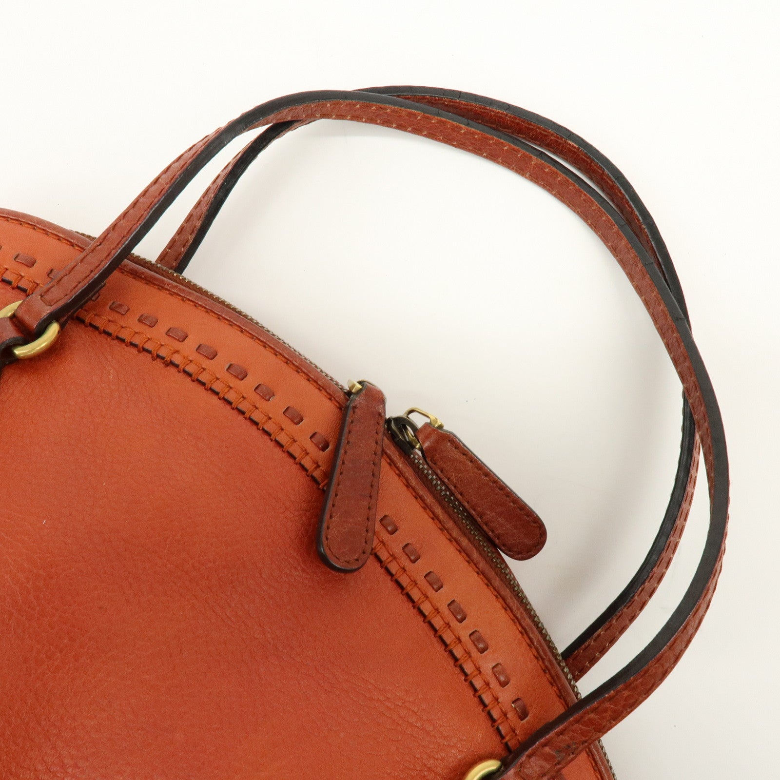 GUCCI Bamboo Laidback Crafty Leather Tote Hand Bag Orange 339002