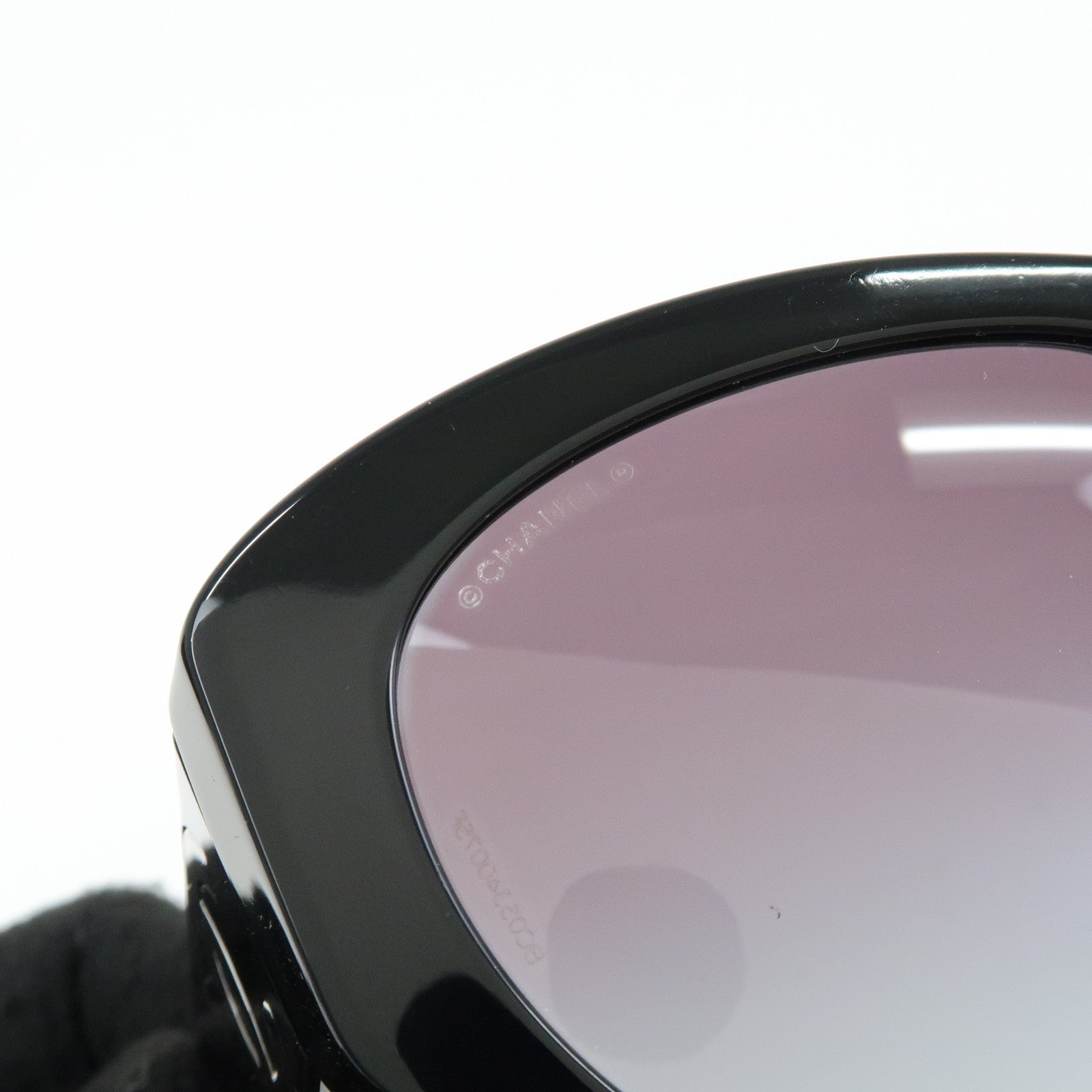 CHANEL COCO Mark Plastic Butterfly Sunglasses 54□19 Black 5492-A