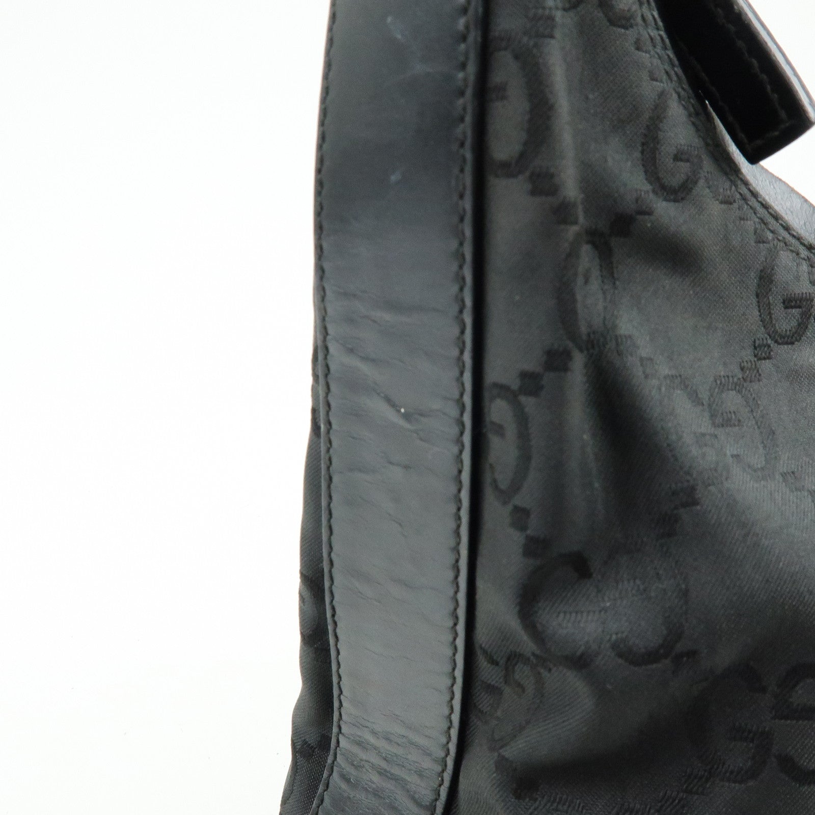 GUCCI Logo GG Nylon Leather Shoulder Bag Hand Bag Black 28335