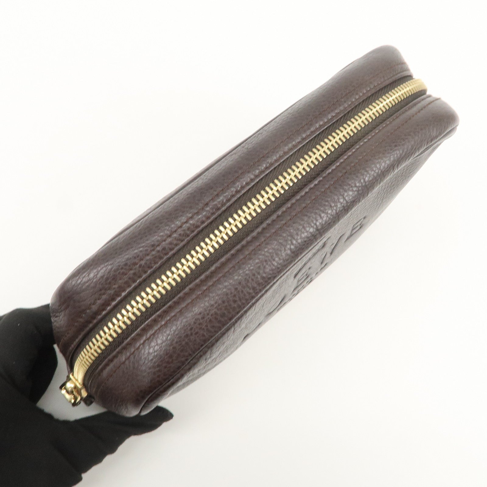 LOEWE Logo Leather Pouch Cosmetic Pouch Black