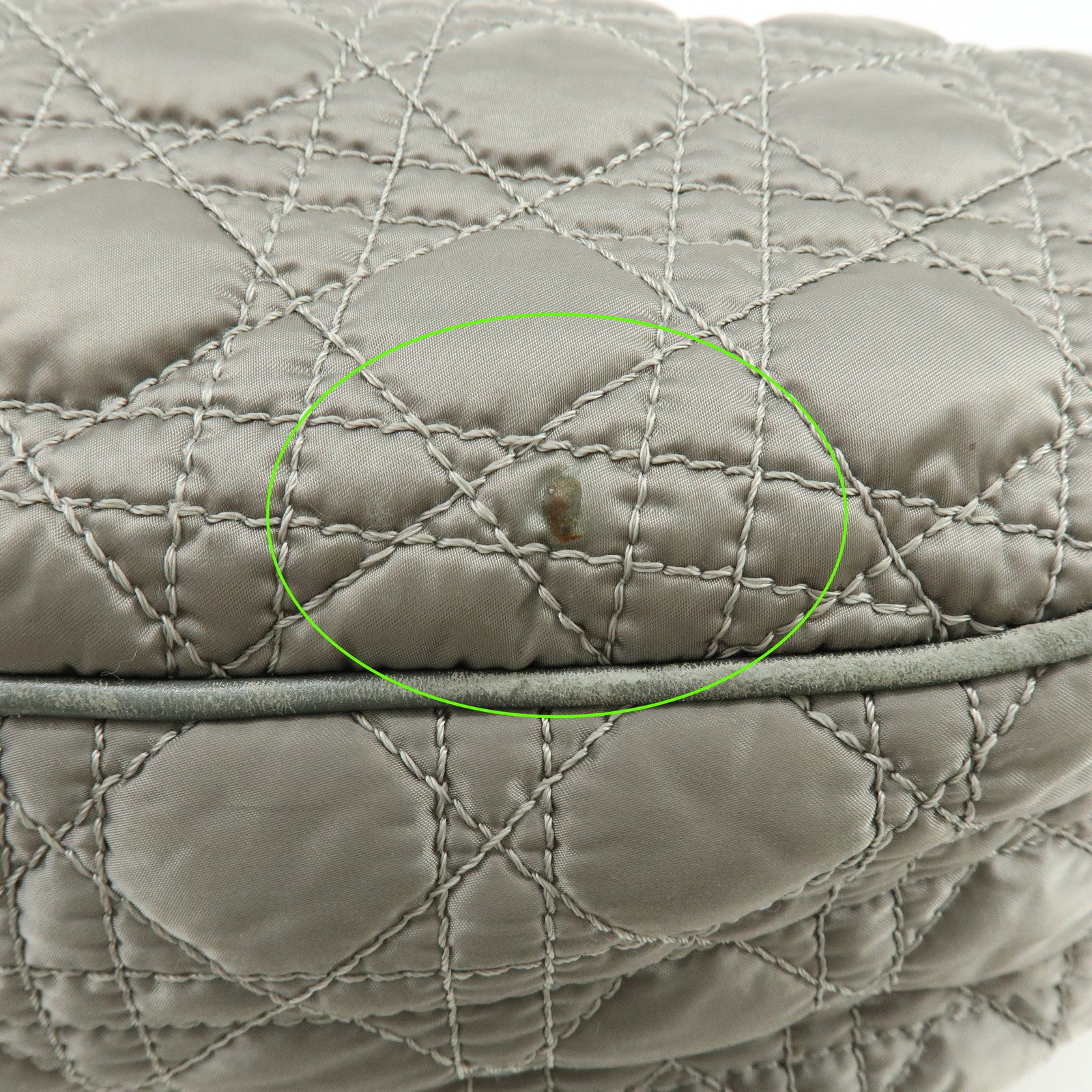 Christian Dior Cannage Nylon Leather Tote Bag Shoulder Bag Gray