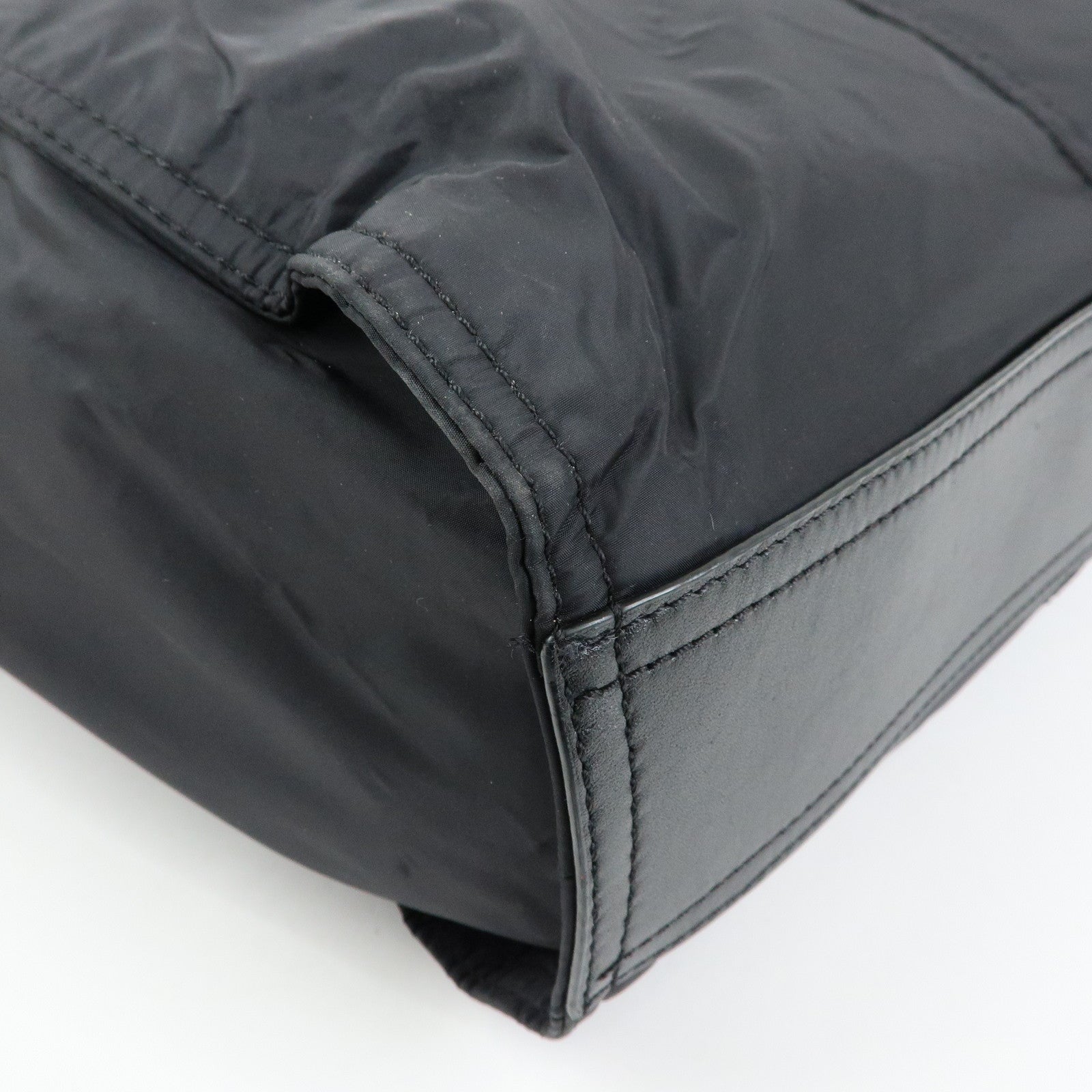 BURBERRY Nylon Leather Tote Bag Shoulder Bag Black