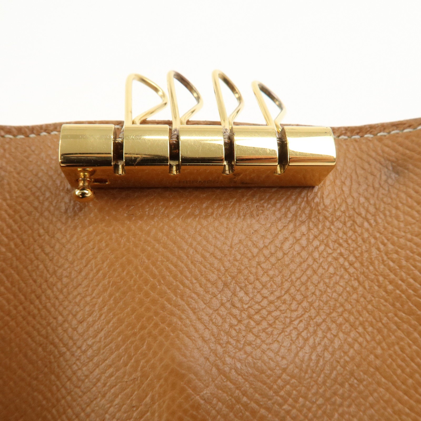 HERMES Logo Veau Epsom Leather Bearn Key Case Key Holder Z Stamped