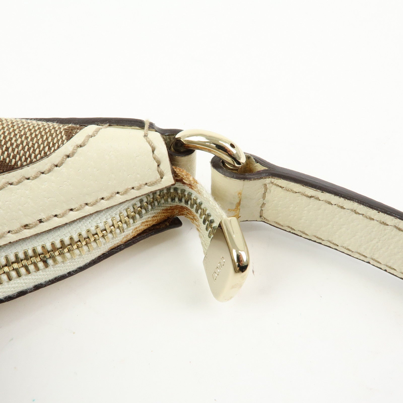 GUCCI GG Canvas Leather Shoulder Bag Hand Bag Beige Ivory 153010
