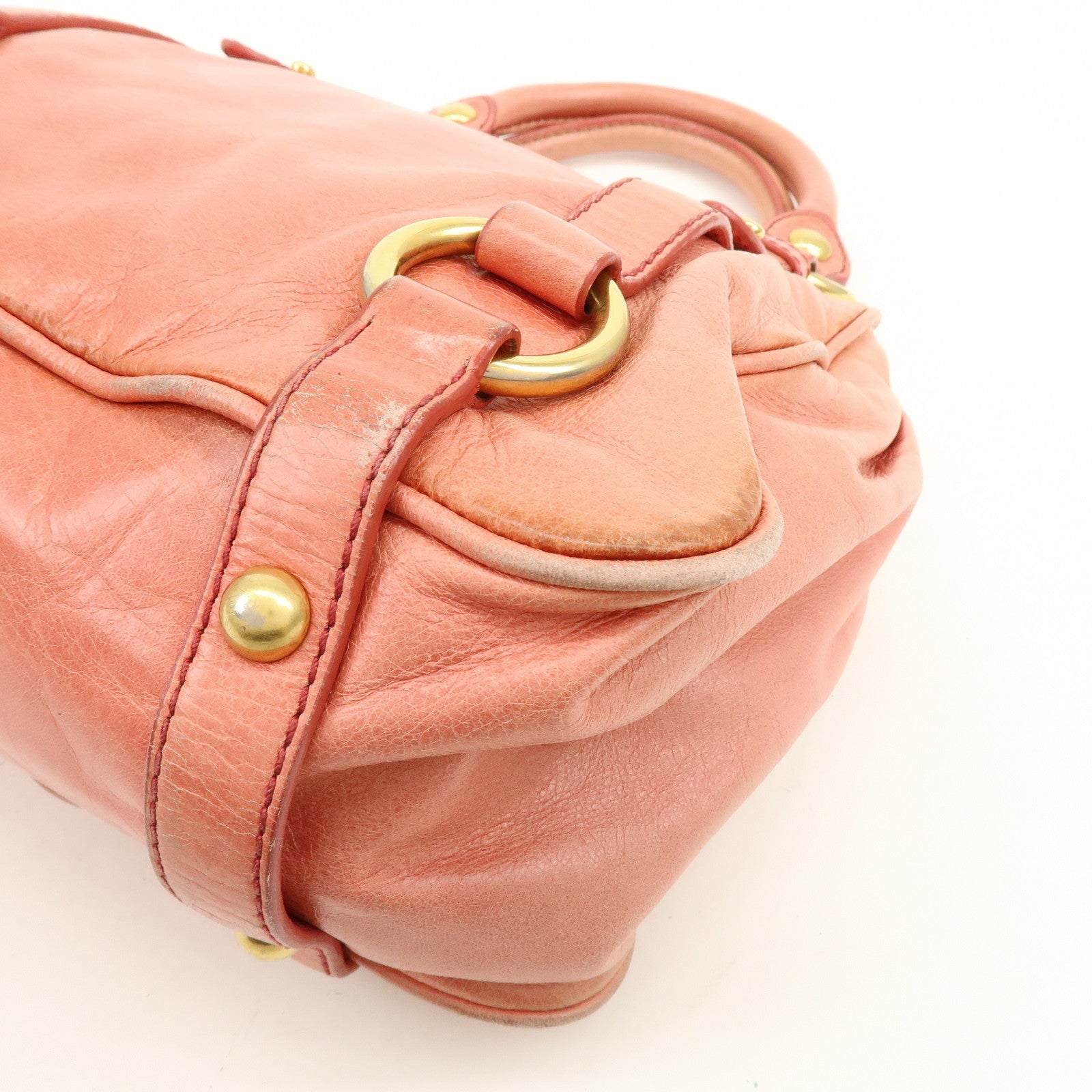 MIU MIU Leather 2Way Bag Hand Bag Shoulder Bag Pink