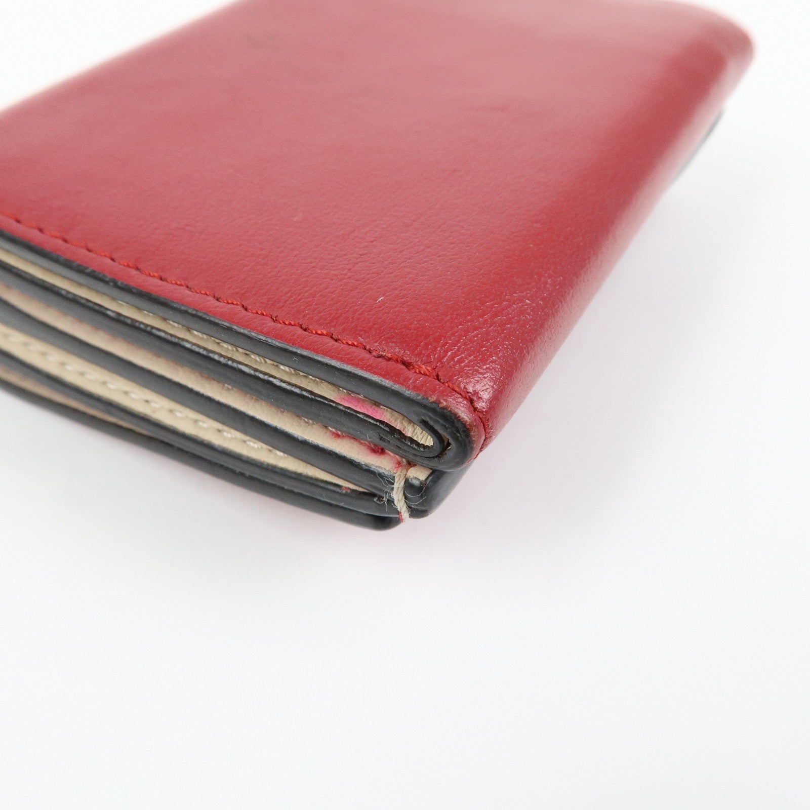 FENDI Peekaboo Leather Compact Trifold Wallet Red 8M0445
