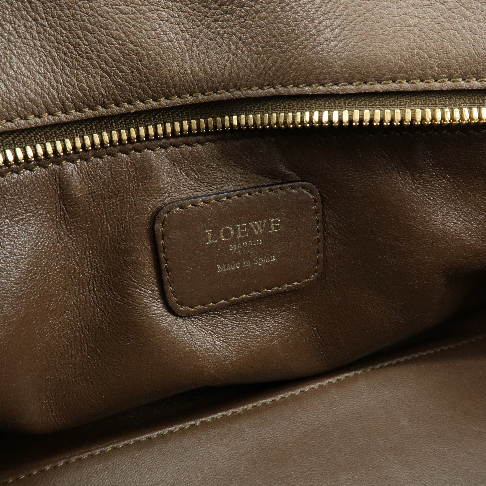 LOEWE Anagram Amazona 28 Leather Hand Bag Boston Bag Brown