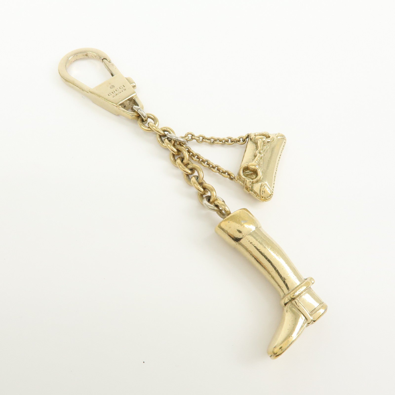 GUCCI Metal Bag Charm Key Charm Boot Bag Motif Gold