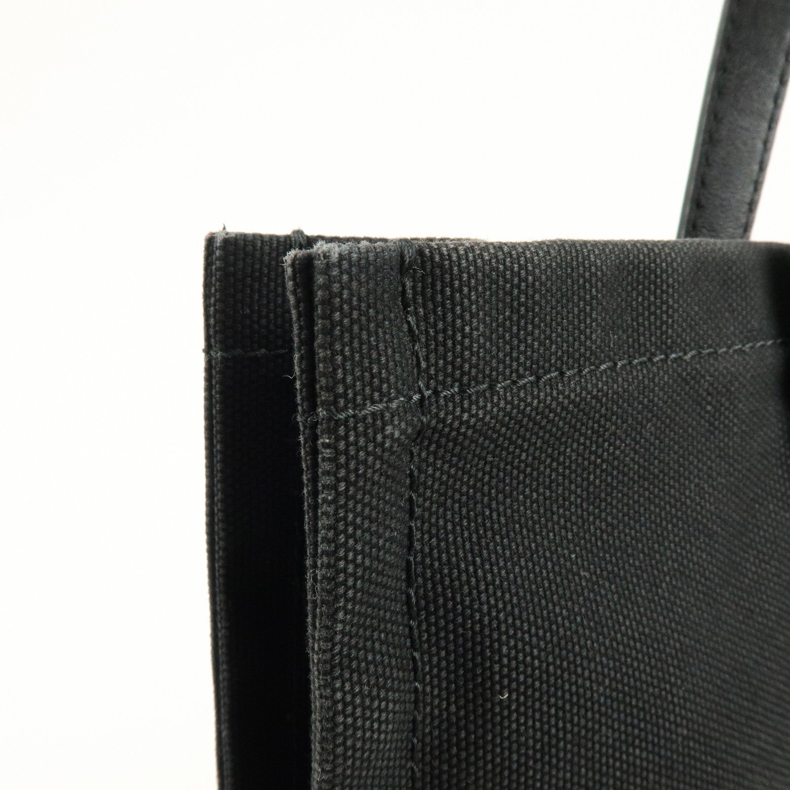 JIMMY CHOO Logo Canvas Leather Shoulder Bag Tote Bag Black