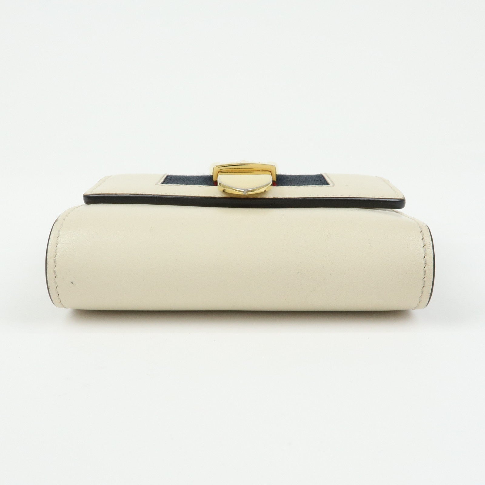 GUCCI Sherry Silvie Leather Tri-fold Compact Wallet Ivory 476081