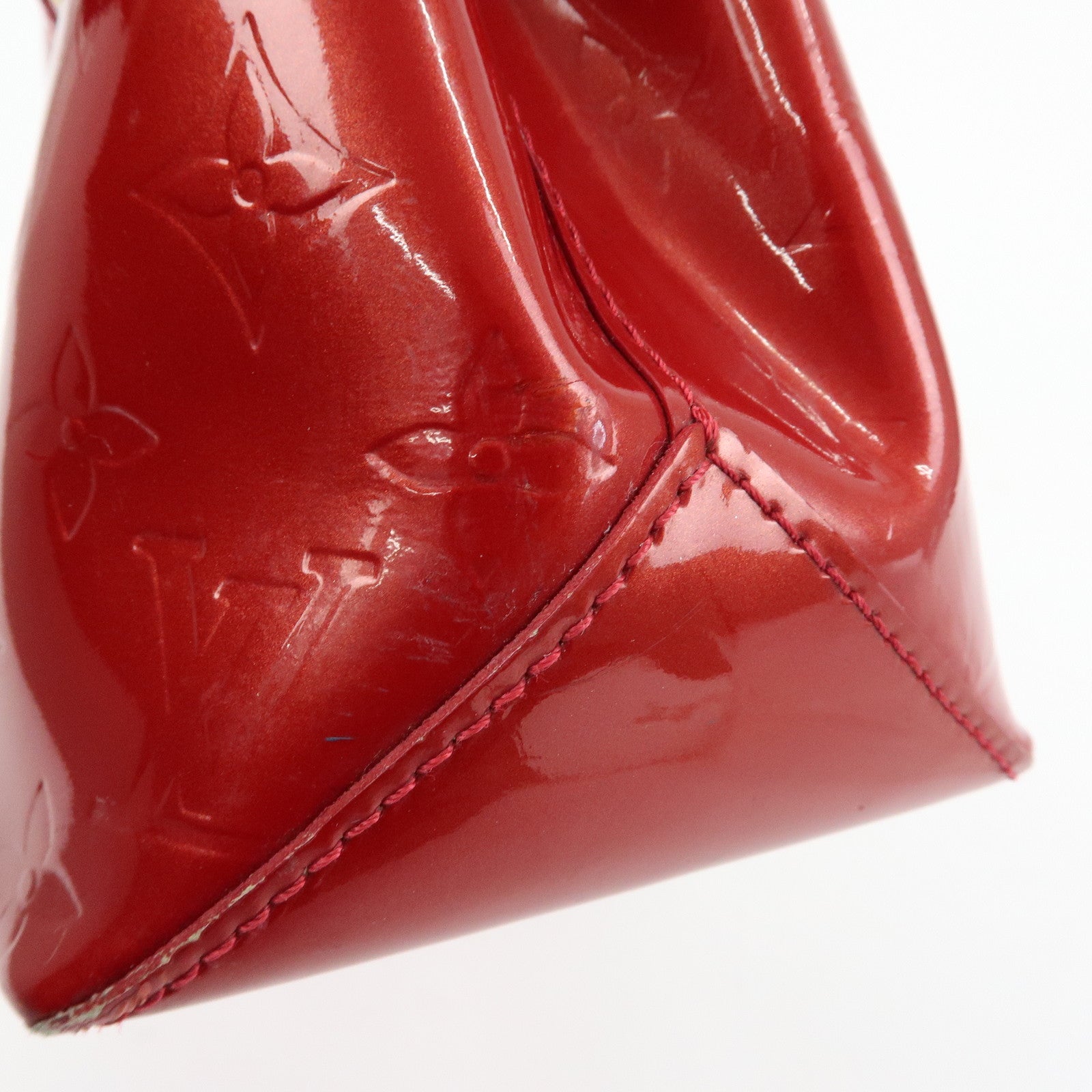 Louis Vuitton Monogram Vernis Wilshire PM Hand Bag Red M93642