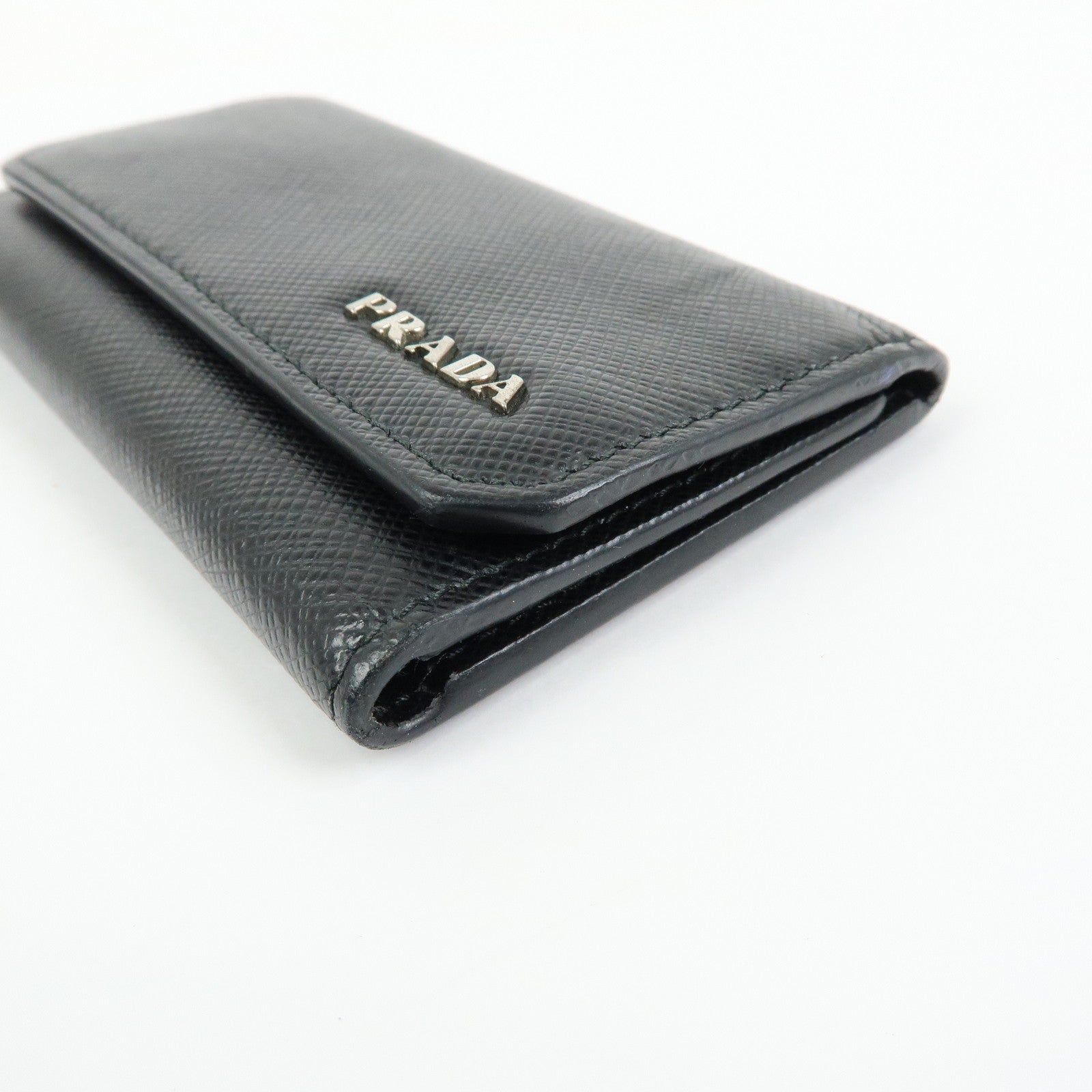 PRADA Saffiano Leather 6 Ring Key Case Key Holder Black 2PG222