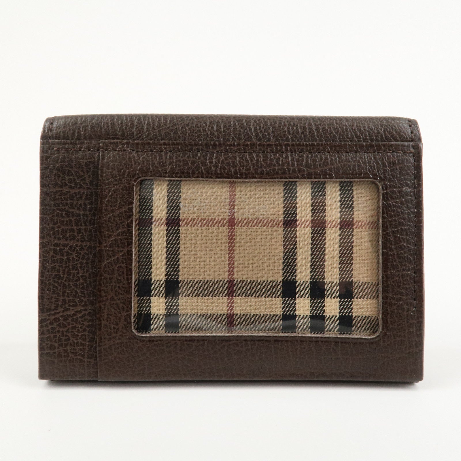 BURBERRY Calf Leather Card Case Card Holder Fragment Case Brown