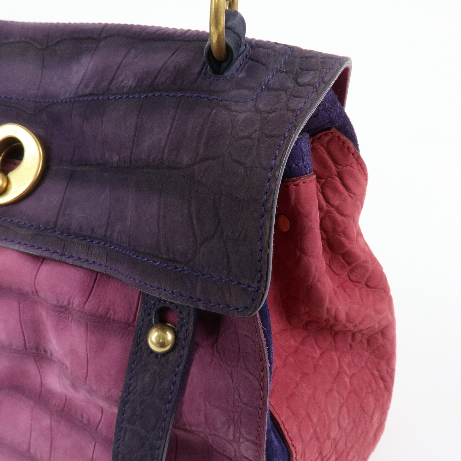 SAINT LAURENT PARIS Muse Two Suede Leather 2way Bag Purple Pink