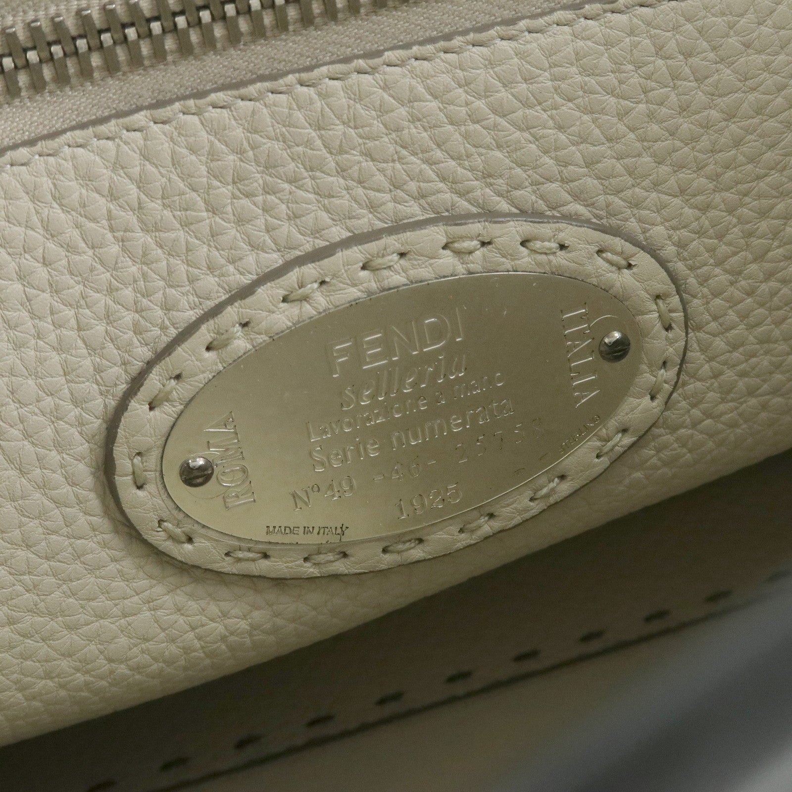 FENDI Selleria Peekaboo Leather 2Way Bag Hand Bag Gray 8BN290