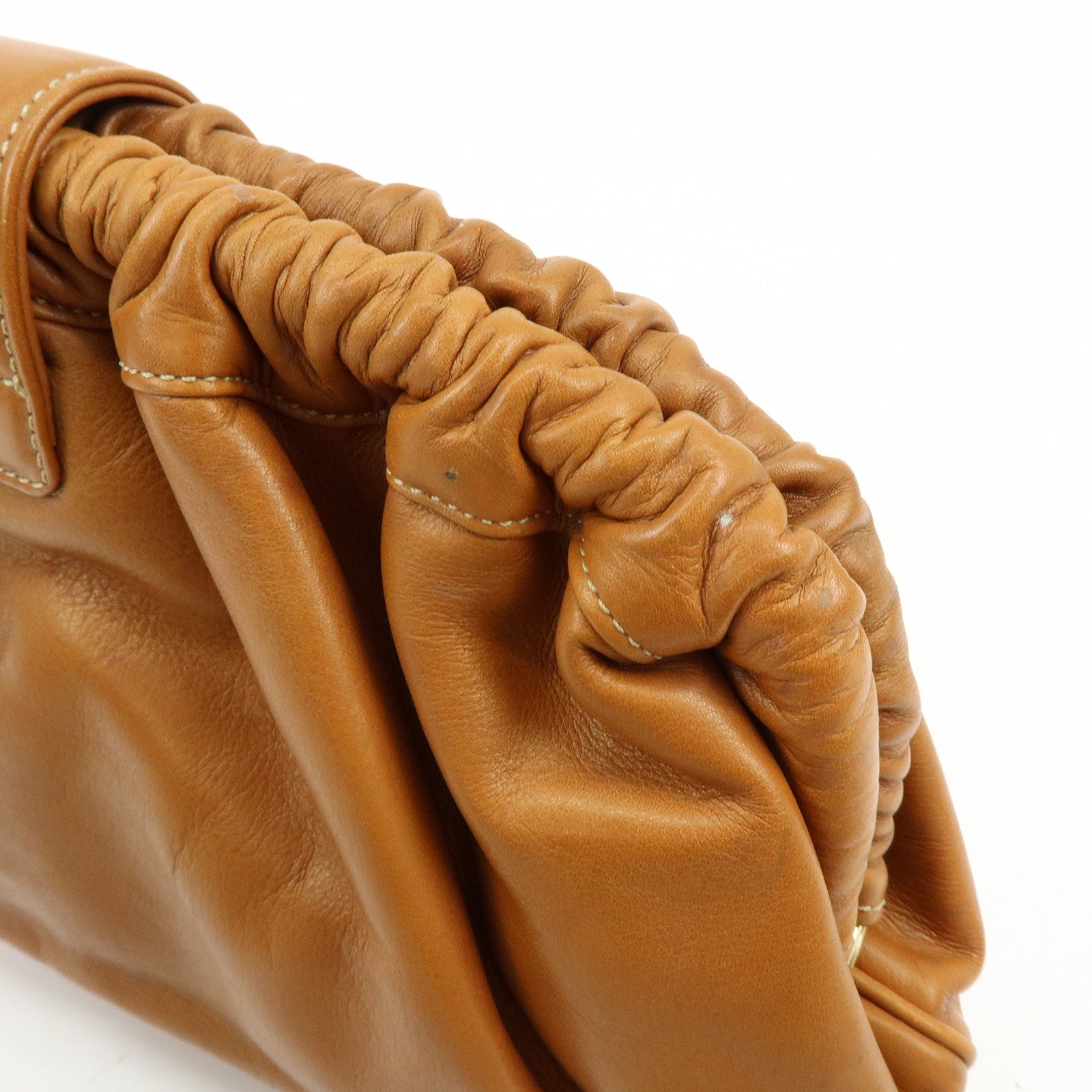 CELINE Leather 2Way Shoulder Bag Clutch Bag Brown