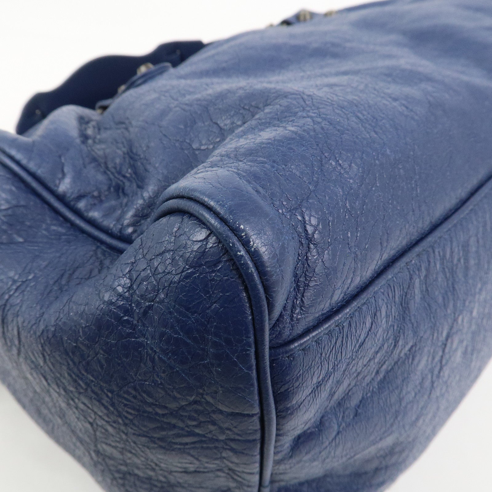 BALENCIAGA Leather The Twiggy 2WAY Bag Hand Bag Blue 409334
