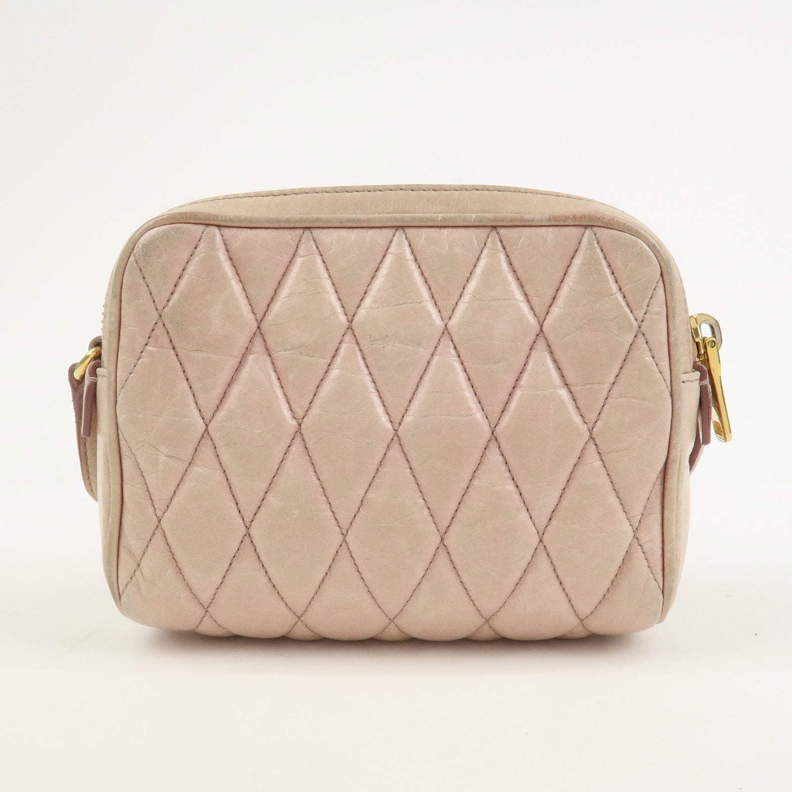 MIU MIU Leather Shoulder Bag Crossbody Bag Light Pink 5BH543