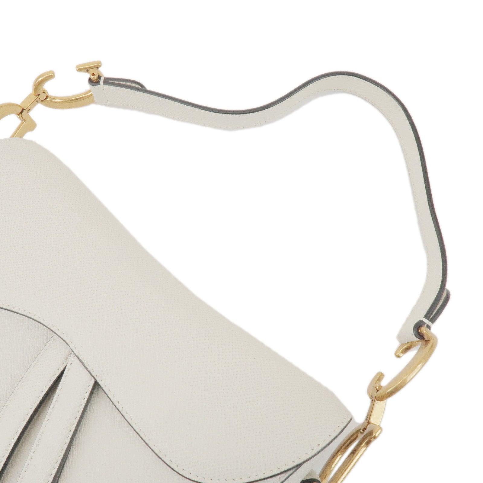Christian Dior Leather Saddle Bag Hand Bag Shoulder Bag White